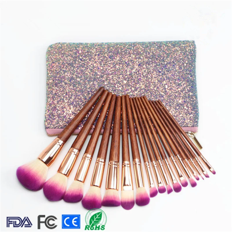 Набор профессиональных кистей для макияжа кисточки из натурального дерева пудры