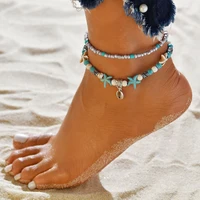 2019 new bohemian multiple layers shell anklets for women vintage boho beads ankle anklet bracelet beach jewelry