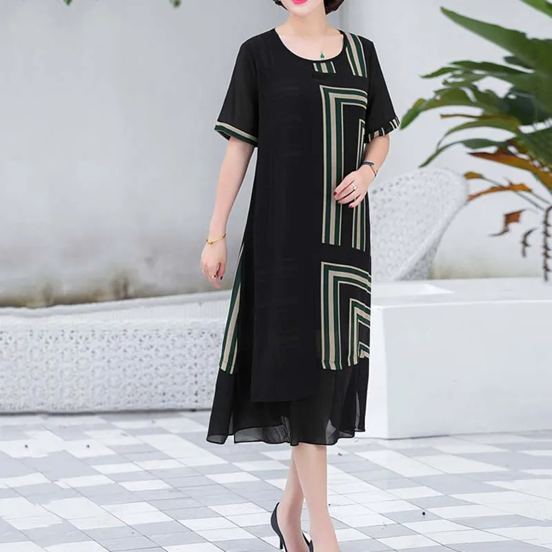 Женское шифоновое платье для женщин среднего возраста 2020 Новое модное