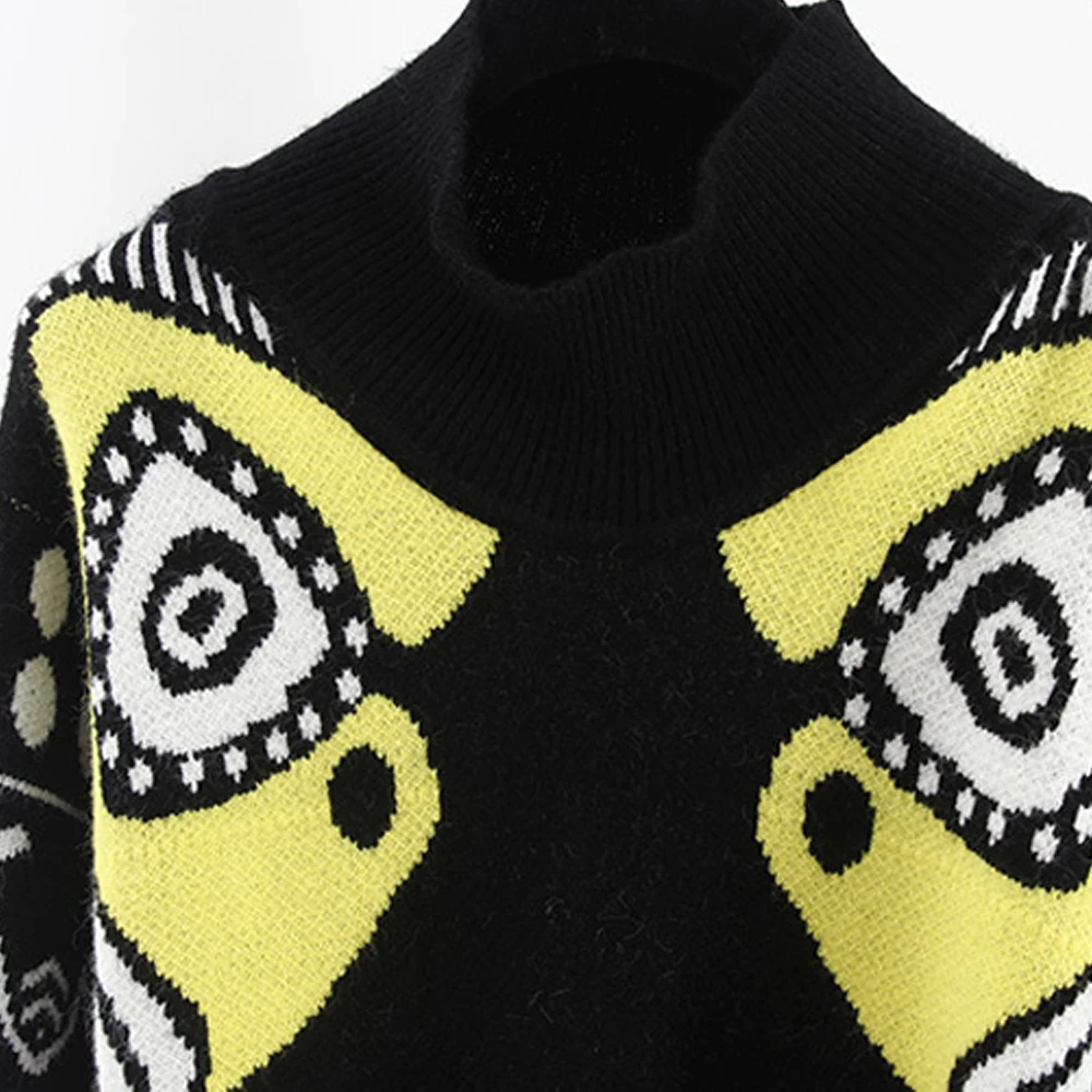 Женский трикотажный свитер с рукавом фонариком полувысоким воротником|fashion top|top