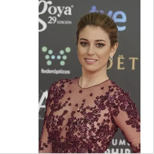 Zuhair Murad Бургундия Вечерние Платья abiye Бисера Длинные Рукава Иллюзия Блестки