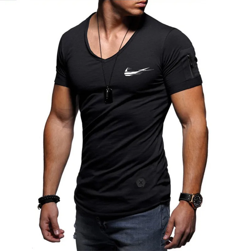 Homens Novos do Hip hop T camisa Aptidão Bodybulding camisas Verao High Street Manga Curta Zipper camisetas topos plus 2019 | Мужская
