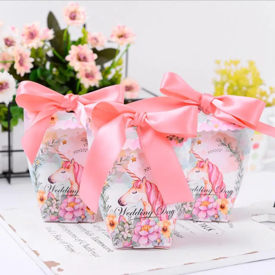 5PCS Unicorn Series Candy Box Paper Gift Bag Cute Candy Bag For Wedding Unicorn Party Birthday Party Baby Shower Favors Supplies