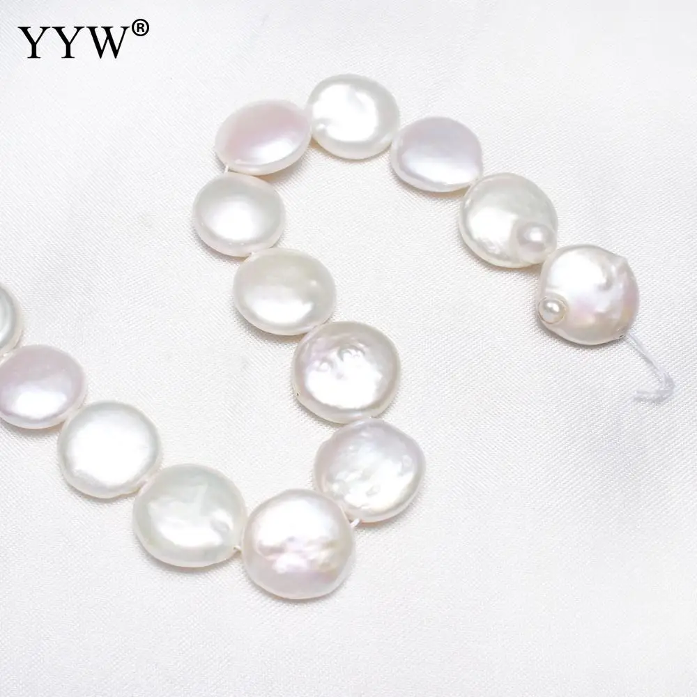

Cultured Coin Freshwater Pearl Beads Flat Round Natural White 14-15mm Approx 0.8mm Sold Per Approx 15 Inch Strand