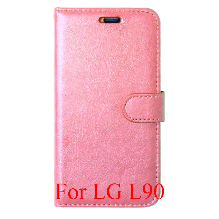 Роскошный кошелек для LG G2 G3 G4 Stylus L70 Optimus L90 Nexus 5 чехол для телефона флип-чехол из искусственной кожи с подставкой Держатель для карт - Цвет: Pink L90