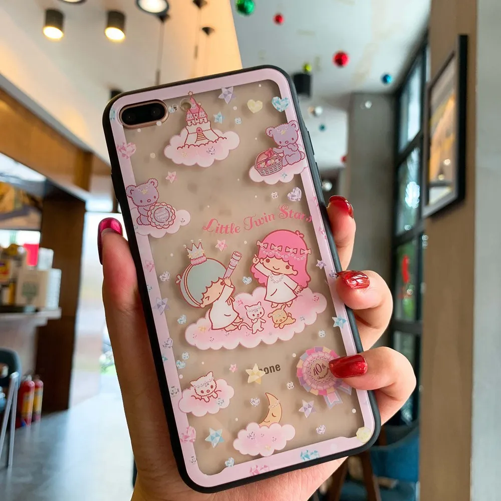 KISSCASE Cute Gemini Pattern Case For iphone 7 X XR XS MAX PC Phone Cases 8 6 6S Plus With Front Film Back Covers |