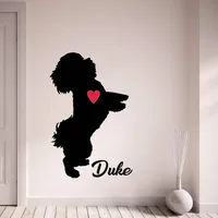 Bichon Wall Decal Personalize With Your Dog's Name Wall Stickers Pet Dog Home Decor With Red Heart Wall Art Mural L143