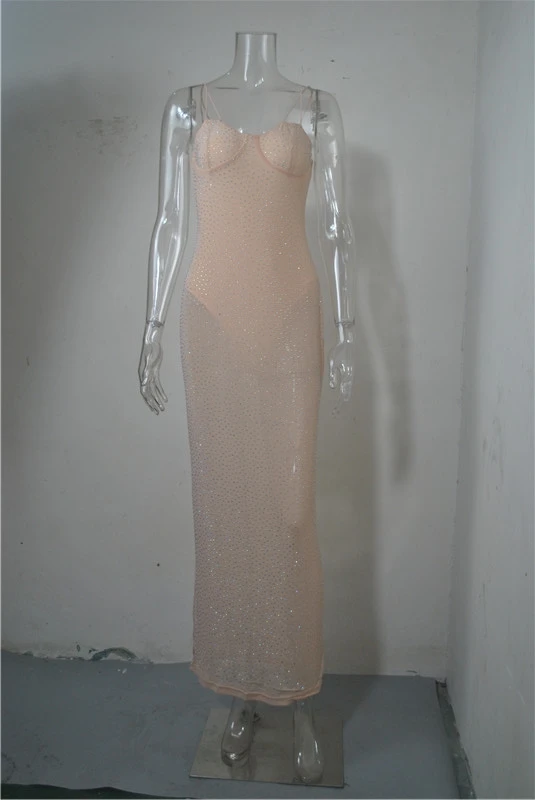 Сексуальные сетчатые прозрачные стразы вечерние блестящие платья женское