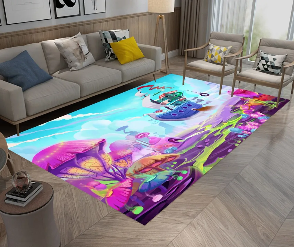 Волшебный мир космический корабль Rugs And Carpets шелковистый для детские, для малышей Домашняя одежда Гостиная подушки Спальня гостиная Холл дверь пол коврики для ванной