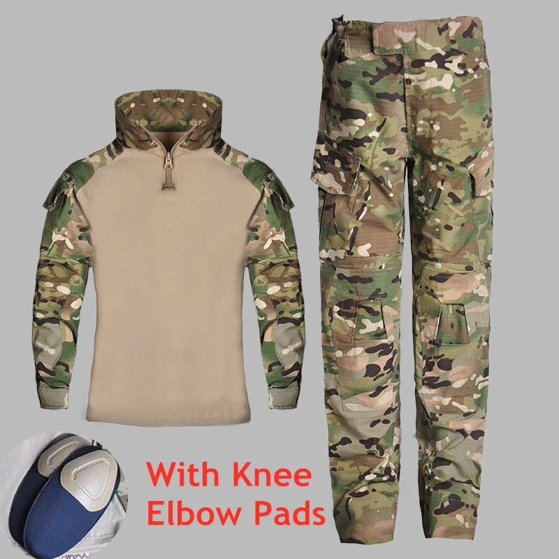 CP With Pads Детская камуфляжная тренировочная одежда, костюм для детей, для улицы, CS, поля, кемпинга, охоты, военная Боевая форма, тактическая рубашка, штаны - Цвет: CP With Pads