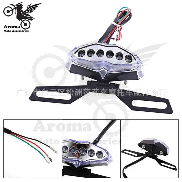 

transparent moto LED brake light for suzuki honda yamaha motorbike rear light with license plate bracket motorcycle tail light