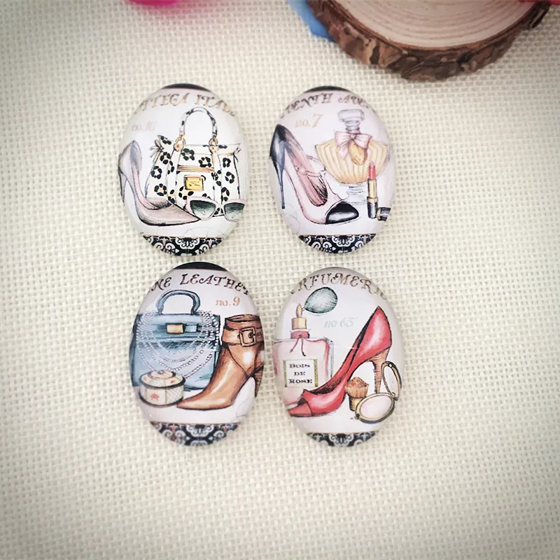 30 шт. 18*25 мм модная сумка для шоу высокая обувь духи стекло овальный кабошон камея