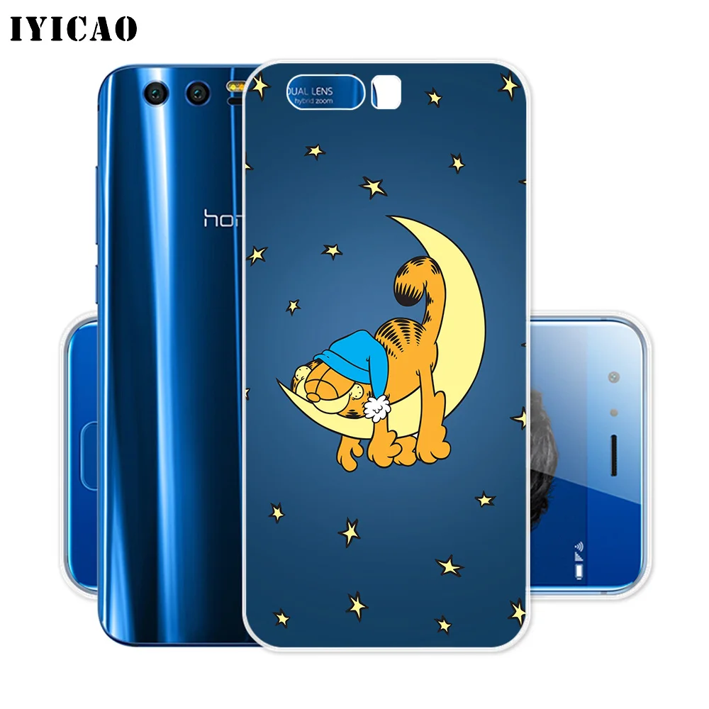 Мягкий силиконовый чехол IYICAO Garfield the cat для Huawei Y9 Y7 Y6 Prime 2018 Honor 8C 8X 8 9 10 Lite 7X 7C 6A 7A