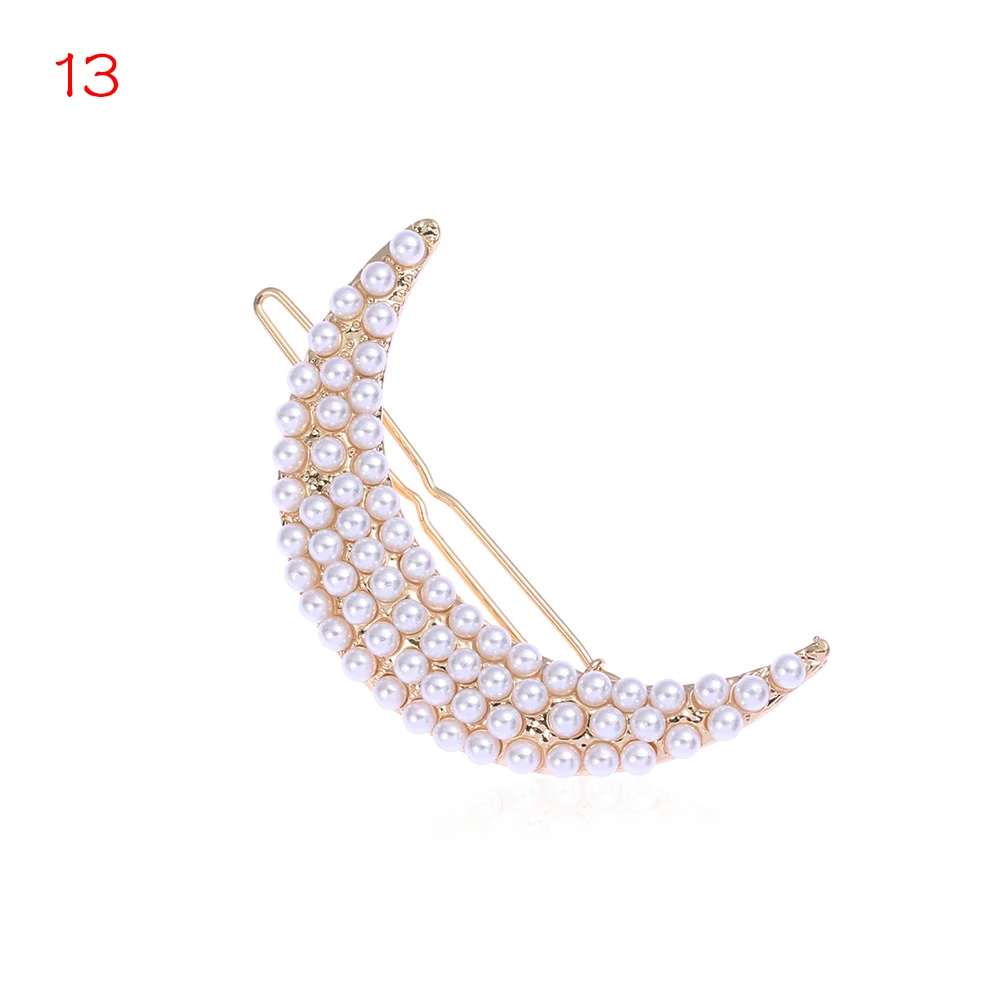 Pearl moon 1 шт., новинка, модная женская заколка для волос с треугольниками, металлический геометрический сплав, луна, круг, заколка для волос, заколка для девочек, инструмент для укладки волос - Цвет: Pearl moon