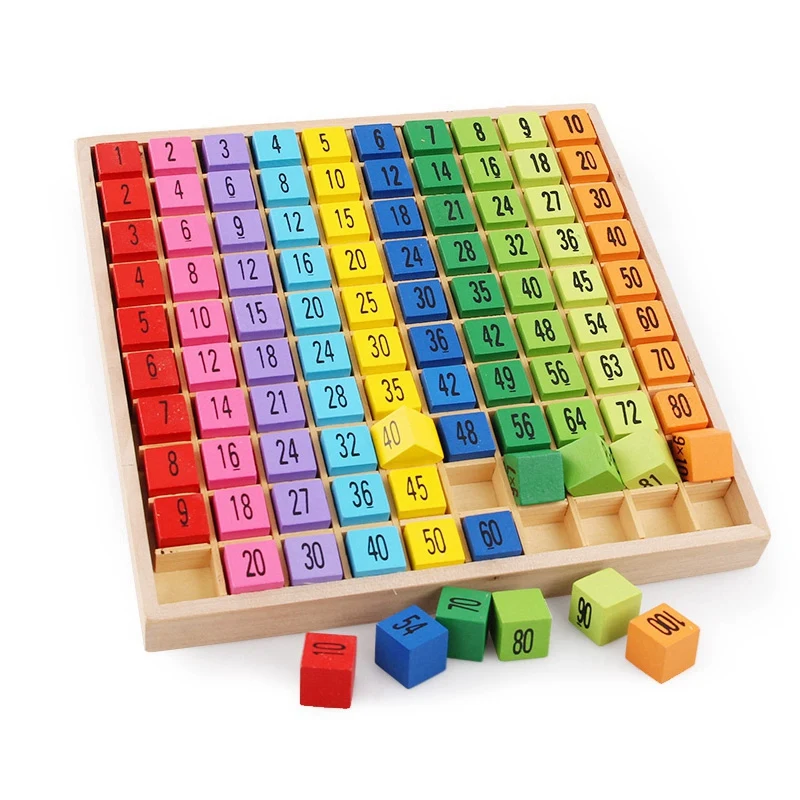 Children Wooden Toys 99 Multiplication Table Math Toy 10x10 Figure Blocks montessori toys juguetes brinquedos For | Игрушки и хобби