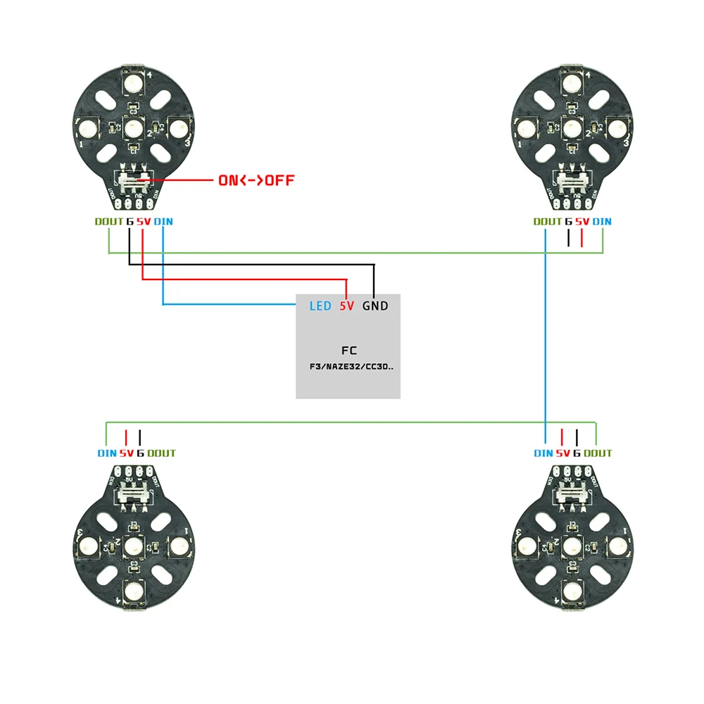 4pcs WS2812B 5V 5050 RGB Motor Led Board for Naze32 F3 CC3D Flight Control RC Racing Drone Quad LED Light Lamp Quadcopter Part | Игрушки и