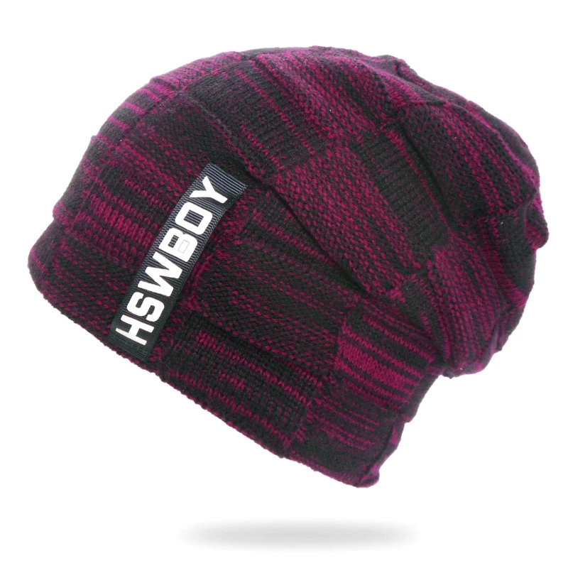 Зимние шапки для мужчин и женщин вязаные шапочки Кепка Gorras капот в Риге бархатная черная Повседневная шапка мужские уличные чулки для лыжников шапки - Цвет: Бургундия