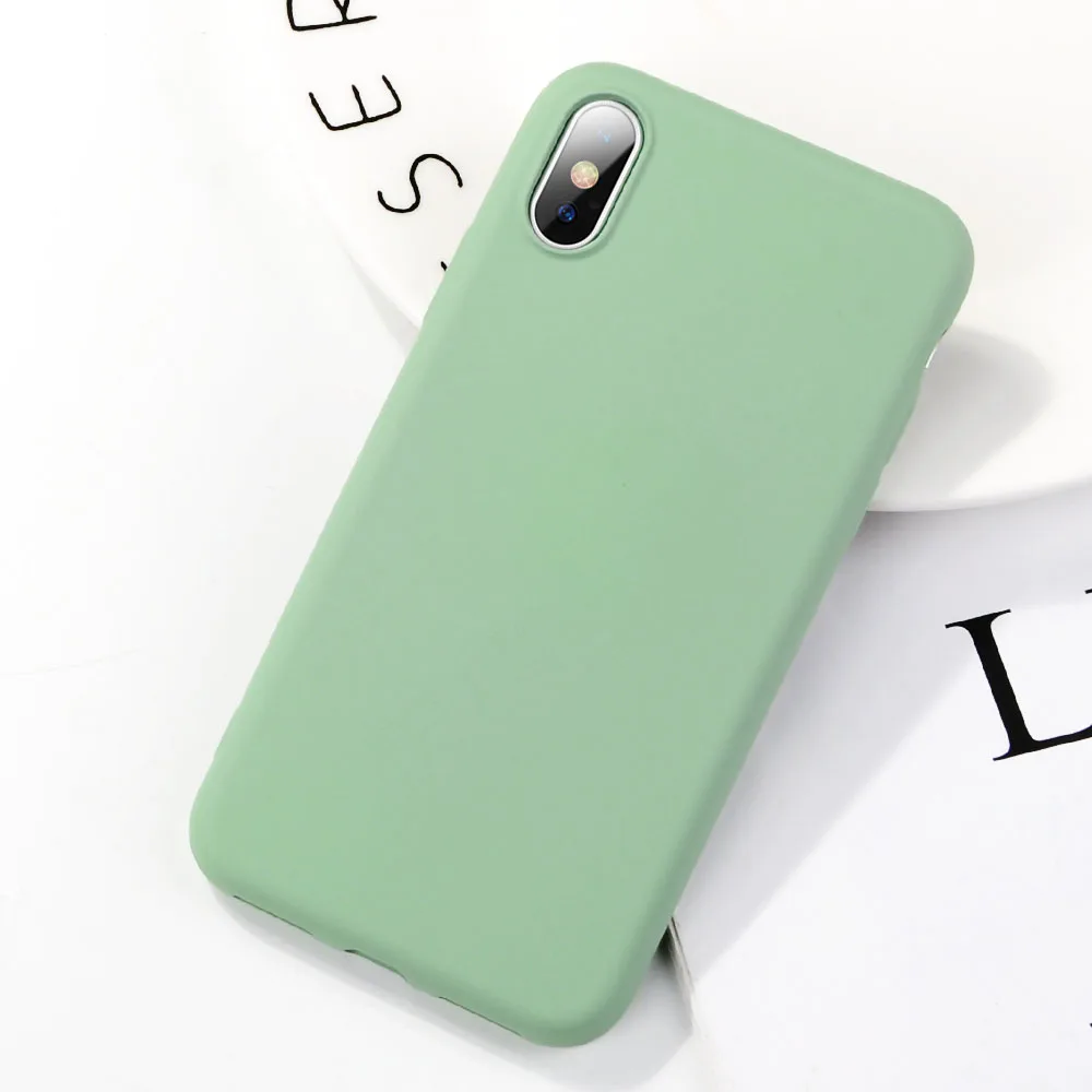 TIKITAKA мягкий силиконовый ударопрочный чехол для iPhone X XS XR XS Max 8 7 6 6 S Plus candy color Резиновая Защитная задняя крышка - Цвет: green