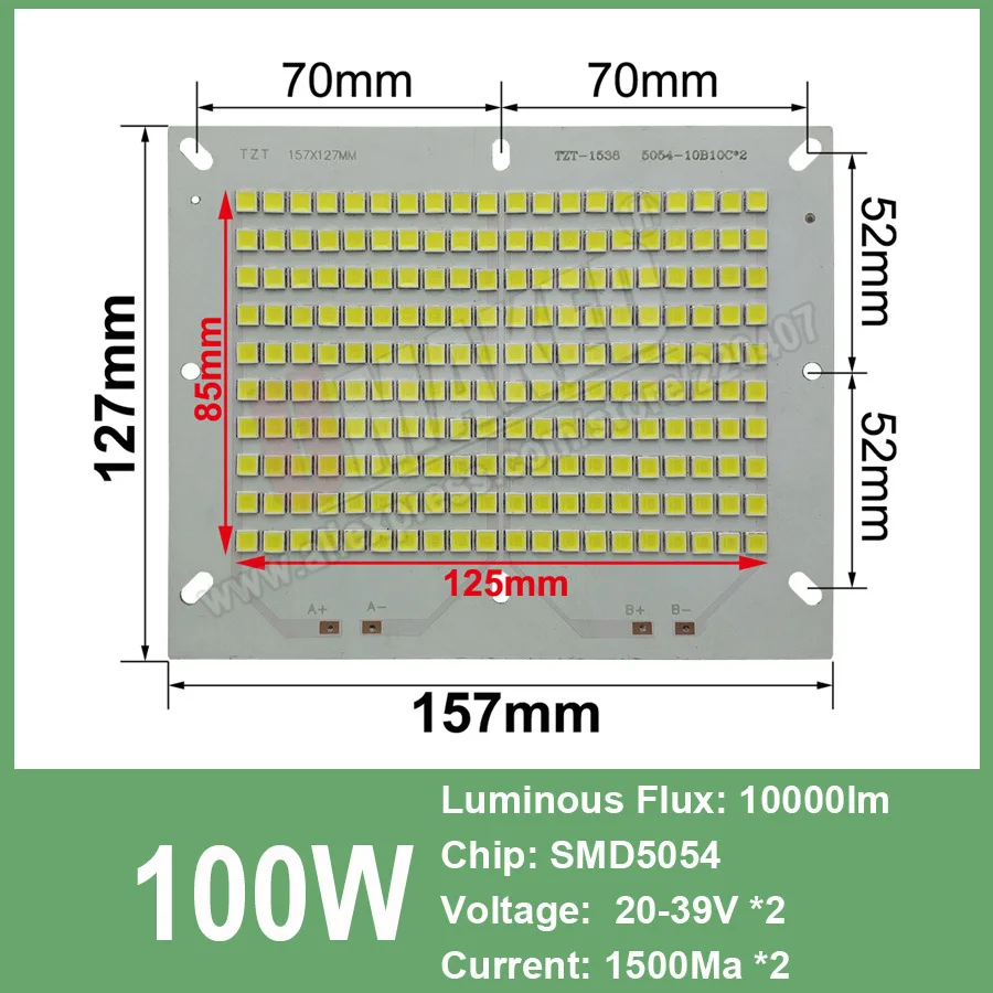 100W Полностью мощный светодиодный прожектор PCB 50 Вт 100 Вт 150 Вт 200 Вт SMD5054 светодиодный щит, алюминиевая пластина для Светодиодный прожектор - Испускаемый цвет: 100W