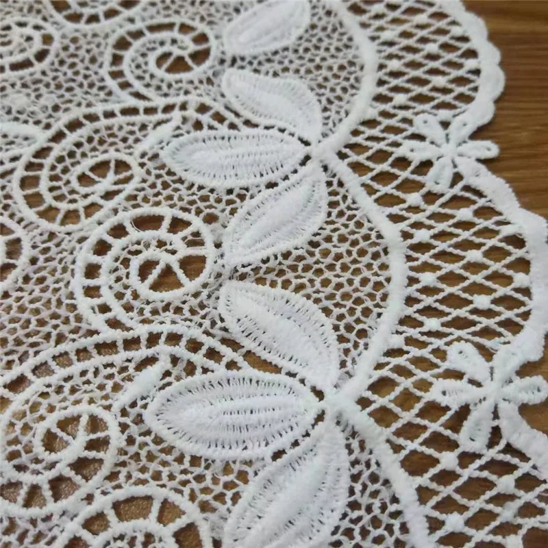 

GAFABRIC Embroidered Lace Fabric Lace Trim 21 cm wide Handmade DIY Sewing Lace Craft For Clothing White Lace Decoration 1 yard