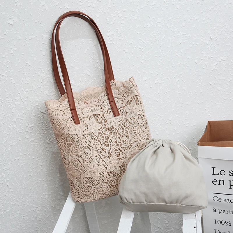 Fashion Women Shoulder bag big Lace Female handbag lady floral tote high quality luxury women Shopping Bag ladies totes bolsa | Багаж и
