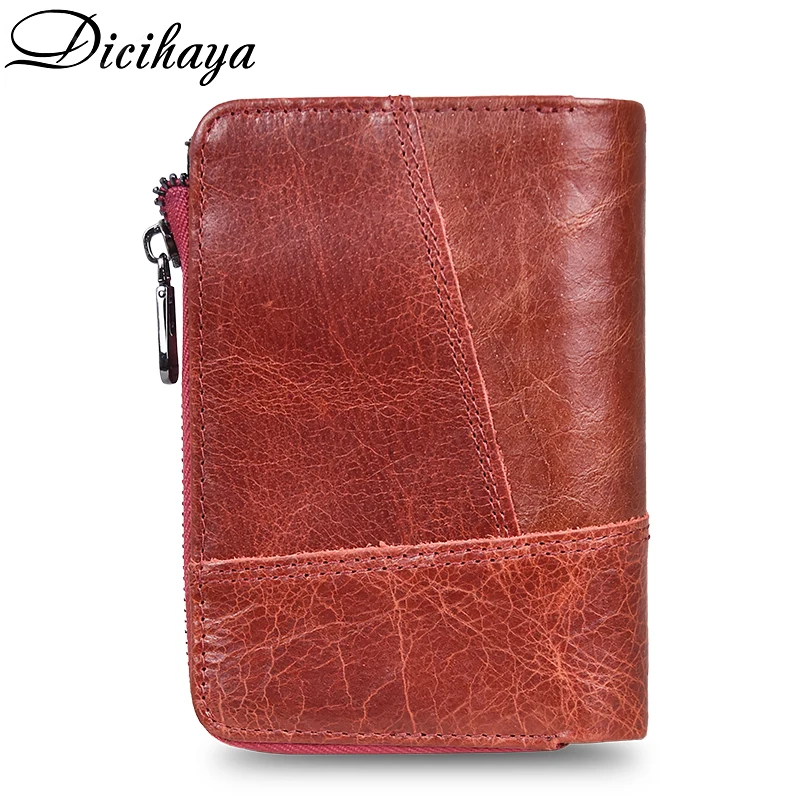 DICIHAYA, красные кожаные кошельки, держатель для карт, на молнии, кошелек из натуральной кожи, Женский кошелек, женские кошельки на застежке, фирменный кошелек для монет