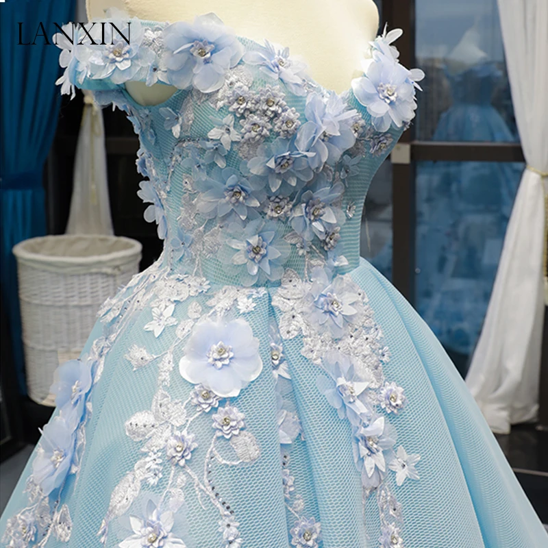 Новое поступление синие вечерние платья Robe de Soiree с открытыми плечами милое 3D
