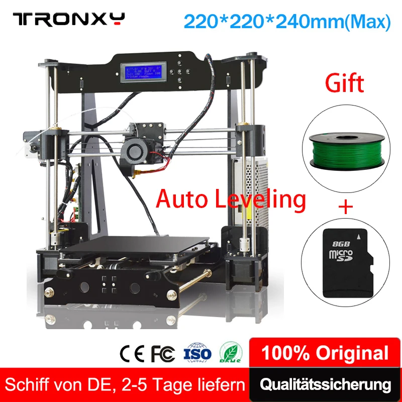 Автоматический нивелир Tronxy 3d принтер экструдер размер печати 220*220*240 мм ЖК-экран +