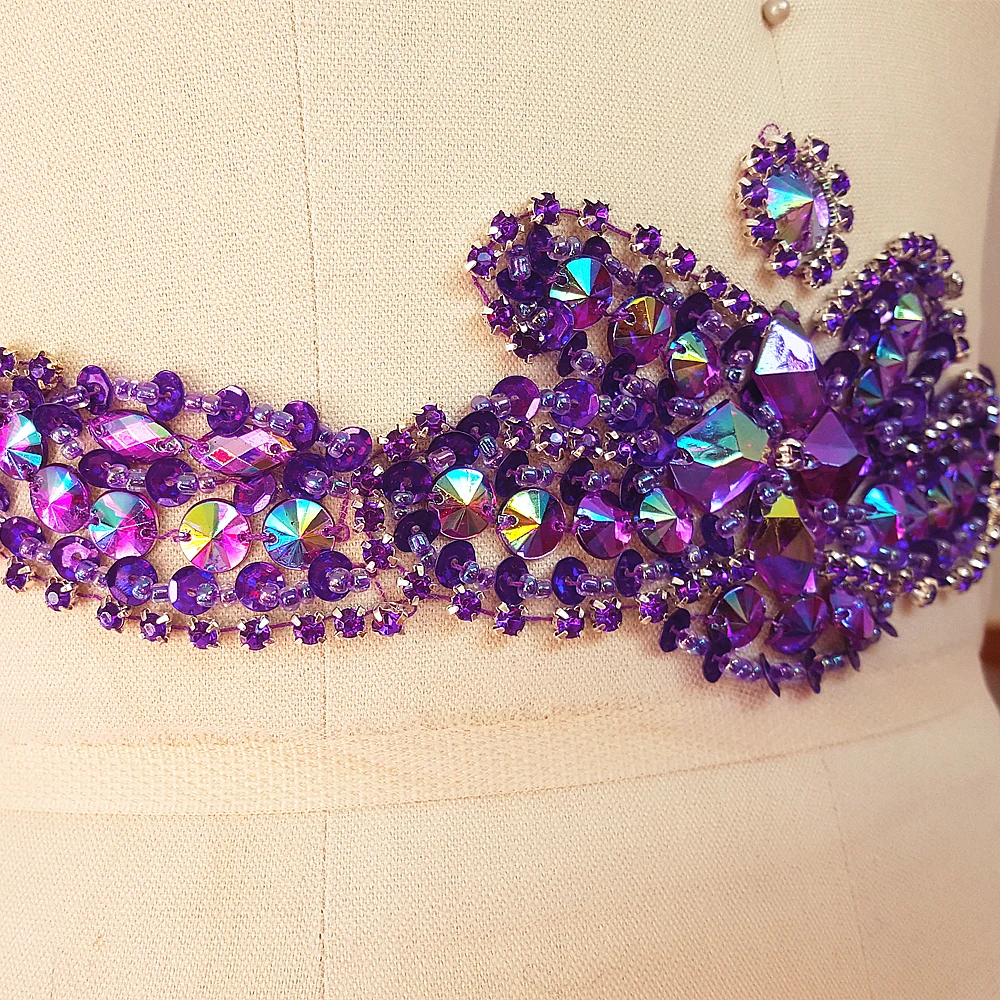 Bi.Dw.M креативная фиолетовая Аппликация из бисера с кристаллами для свадебных
