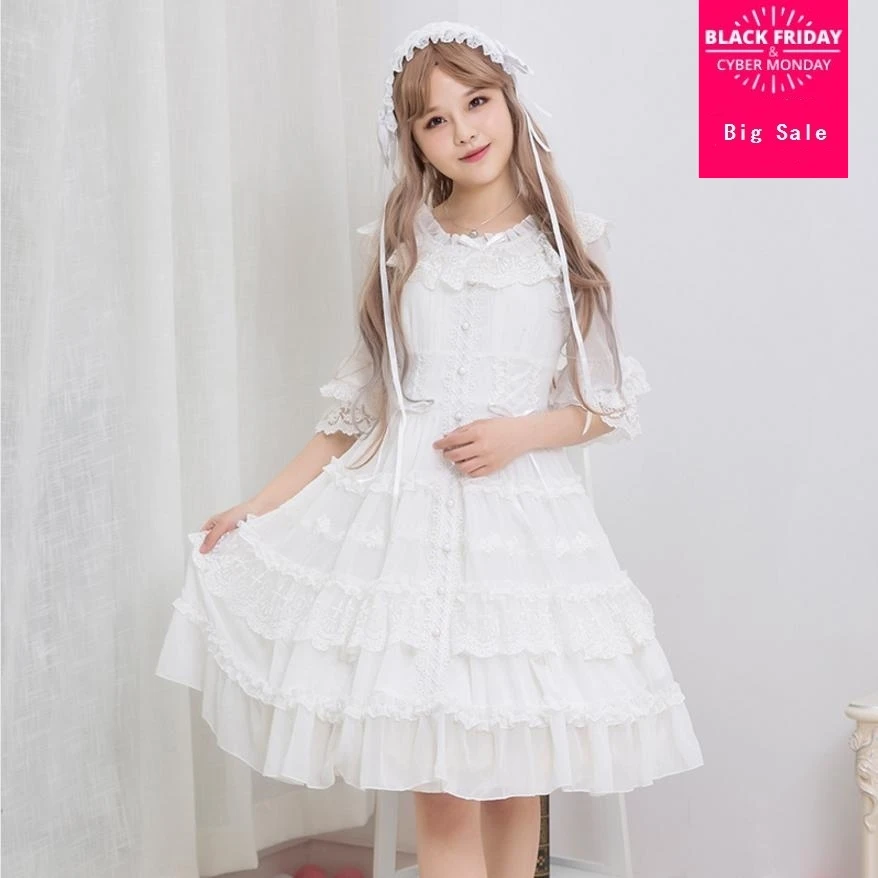 2018 летнее Новое Кружевное Сетчатое лоскутное шифоновое платье в стиле Лолита