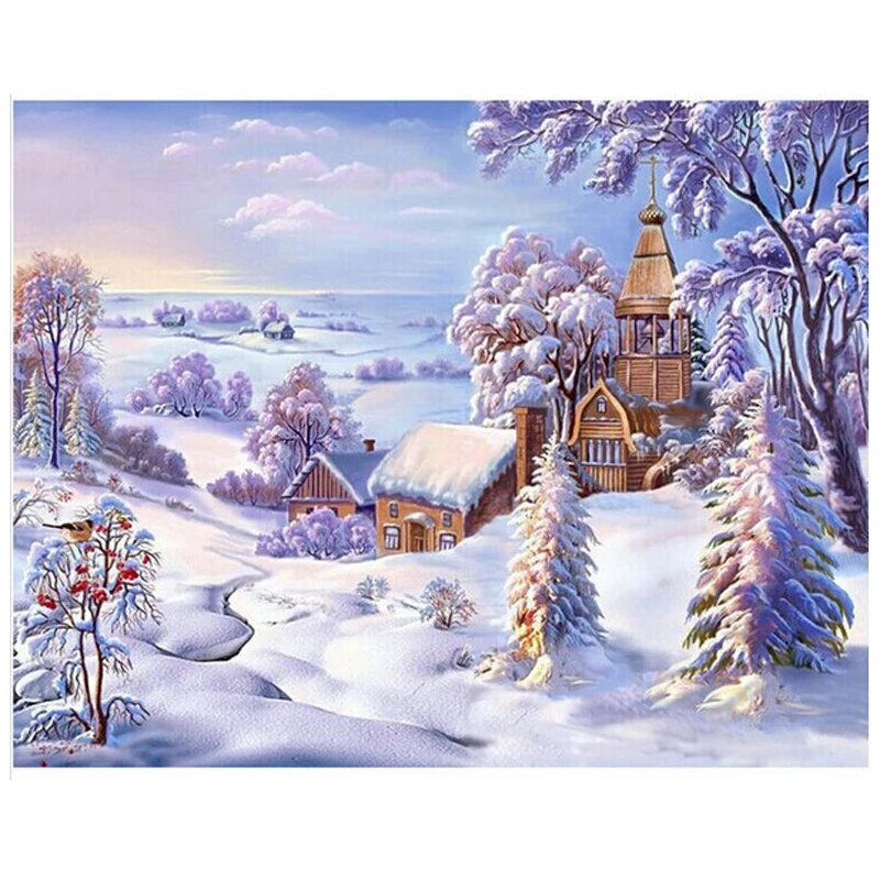 Diy квадратная алмазная живопись вышивка крестиком Алмазная живописный зимний