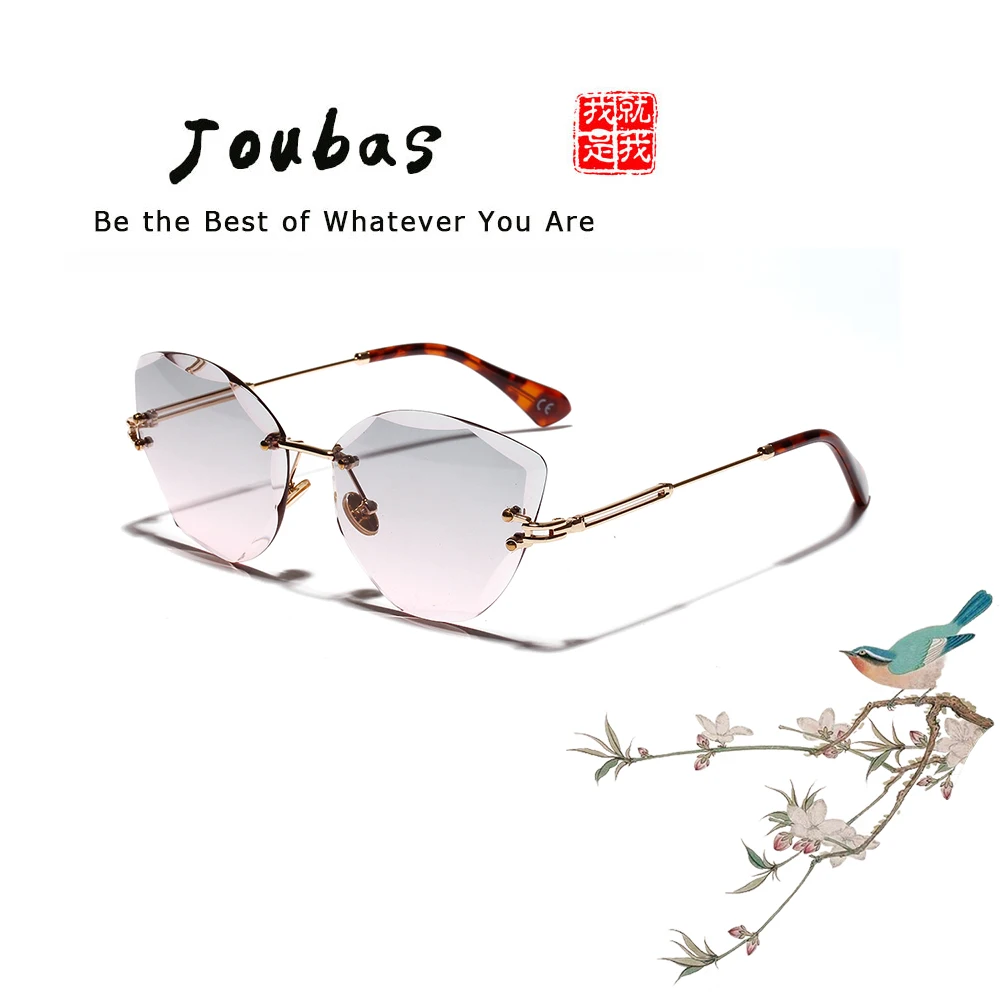 

Солнцезащитные очки Joubas кошачий глаз женские, без оправы, с градиентом, прозрачные винтажные модные трендовые, 2019, 136