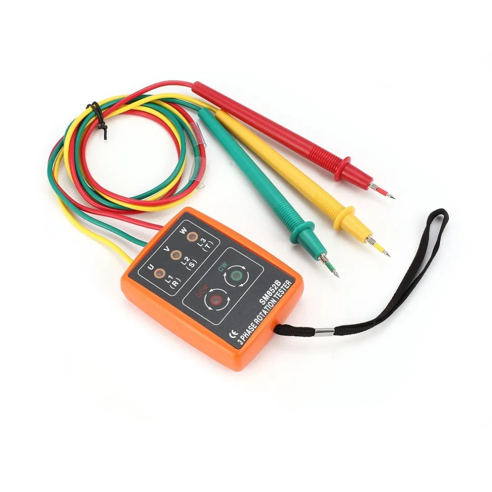 SM852B 3 Phase Rotation Tester Digital Indicator Detector LED Buzzer Sequence Meter Voltage 60V~600V AC | Инструменты