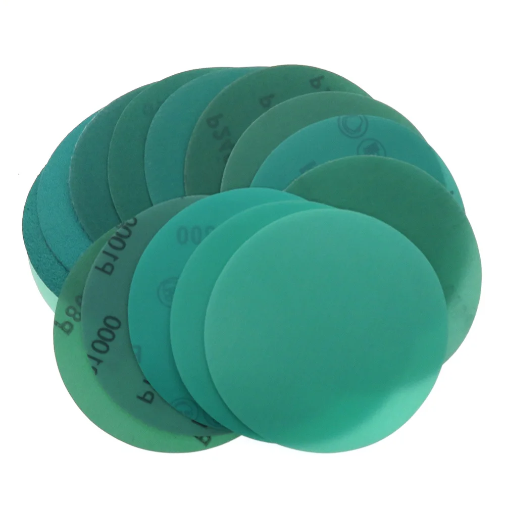 

20Pcs 5 Inch 125mm 60 to 2000 Grits Hook and Loop Green Film Sanding Disc