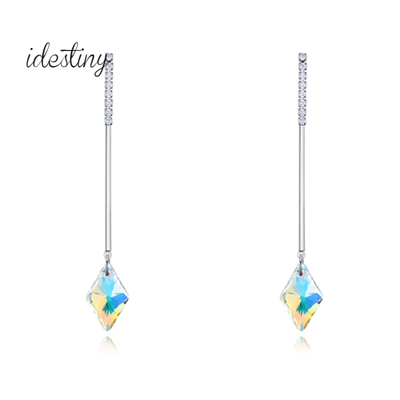 Длинные дизайнерские серьги IDESTINY с австрийскими кристаллами новые модные в