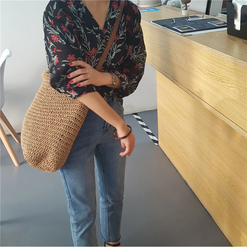 INS новая Соломенная Сумка летняя пляжная каникулярная веревка для сумочки