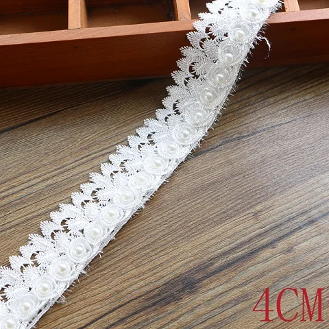 4CM 1YARDS 5 см 1 ярдов жемчужный цветок лист ручной работы вышитый бисером кружевной отделкой лента для Аппликации свадебный пошив одежды «сделай сам» Аксессуары - Цвет: 4CM 1YARDS