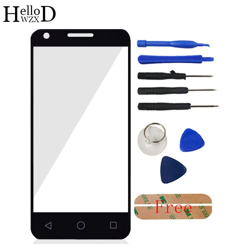 Black With Tools Передняя внешняя стеклянная сенсорная линза для Alcatel One Touch Pixi 3 4,5 4027D 4027X5017 5017E OT4027 4027 VF795 speed 6 клейкая панель - Цвет: Black With Tools