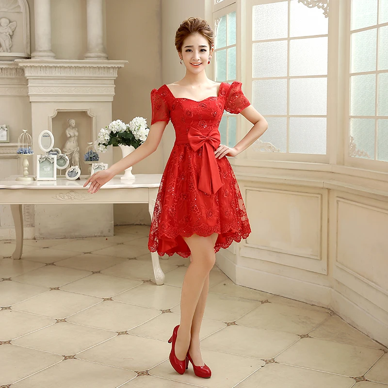 Новейшее платье подружки невесты с коротким рукавом Гламурное кружевное бальное