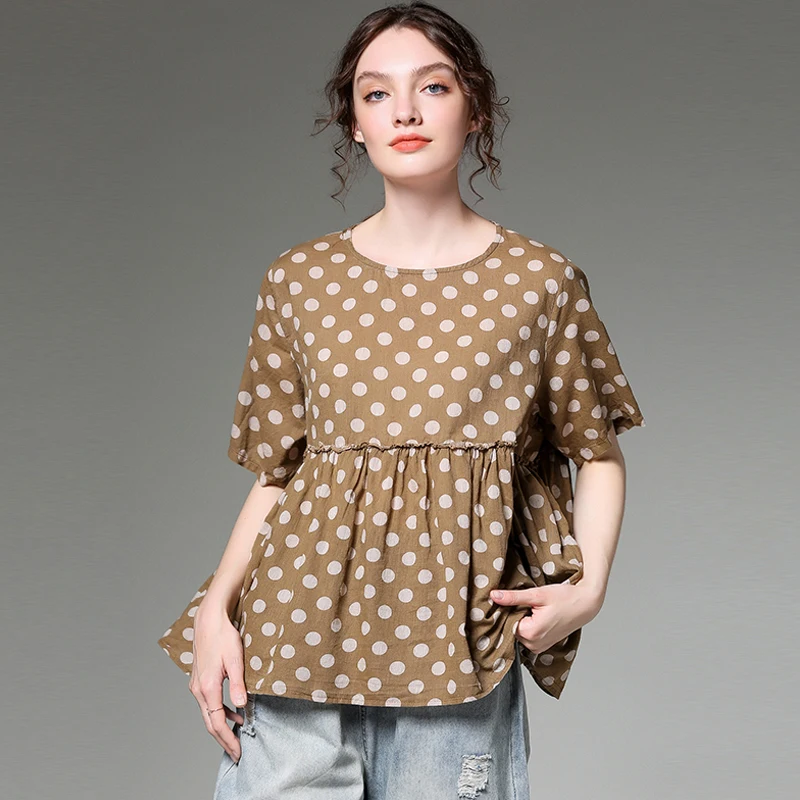 Хлопковые рубашки футболки Плюс Размер Лето с коротким рукавом 2019 новые женские