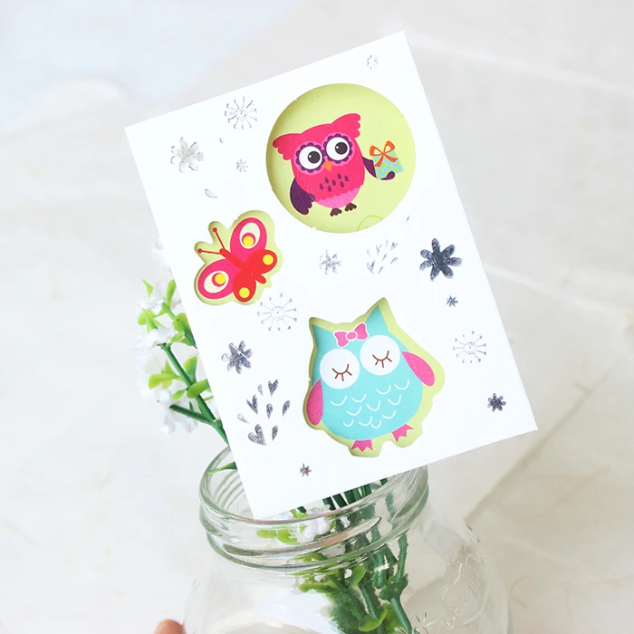 Милые животные мультфильмы Красочные Дети День рождения украшение открытка