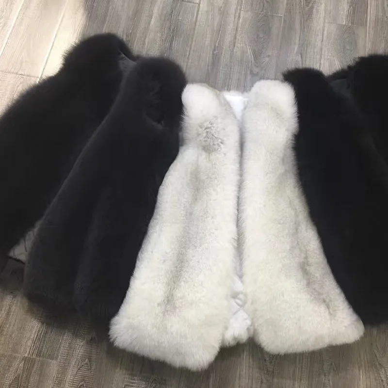 Новинка 2018 жилет с лисьим мехом большой кожаный в Корейском стиле средней и