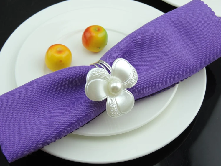 

20pcs Pearl Flower Napkin Ring Serviette Buckle Holder Hotel Wedding Party Favour Decoration