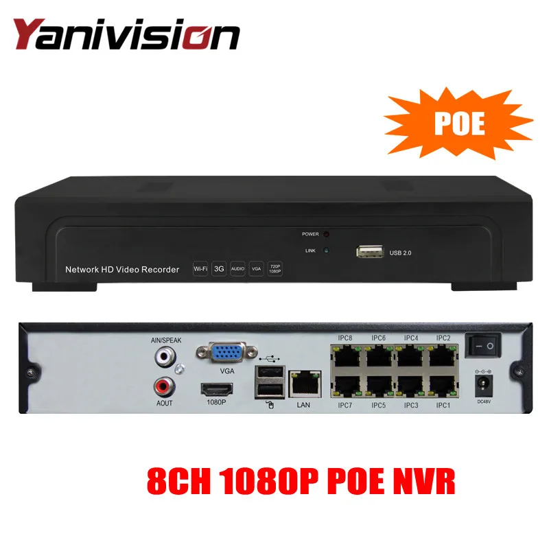16CH 9CH 3 mpfull HD 48 В PoE NVR 8CH 1080 P IEEE802.3af безопасности коммутатор внутри ONVIF aeeye 4CH