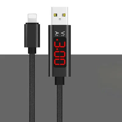 for iphone СВЕТОДИОДНЫЙ цифровой микро USB кабель зарядное устройство с интерфейсом Lightning V/A Дисплей для передачи данных и зарядки устройств плетеный кабель для samsung для Iphone 8 pin кабель, цвета в ассортименте - Цвет: for iphone