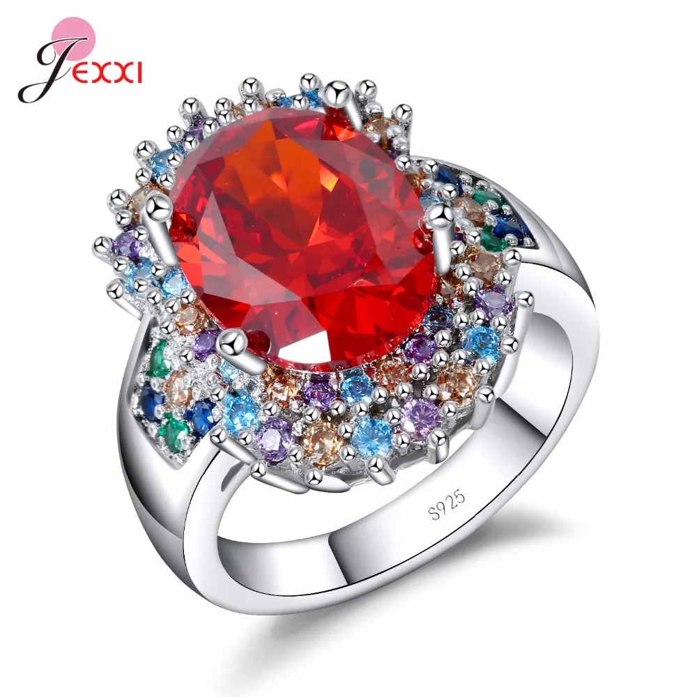 

Женское кольцо из серебра 925 пробы, с красным камнем