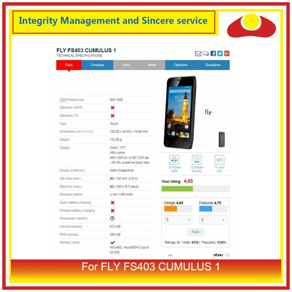Для FLY FS403 CUMULUS 1 дигитайзер Сенсорная панель экран Датчик внешняя стеклянная линза для Fly FS 403 сенсорный экран