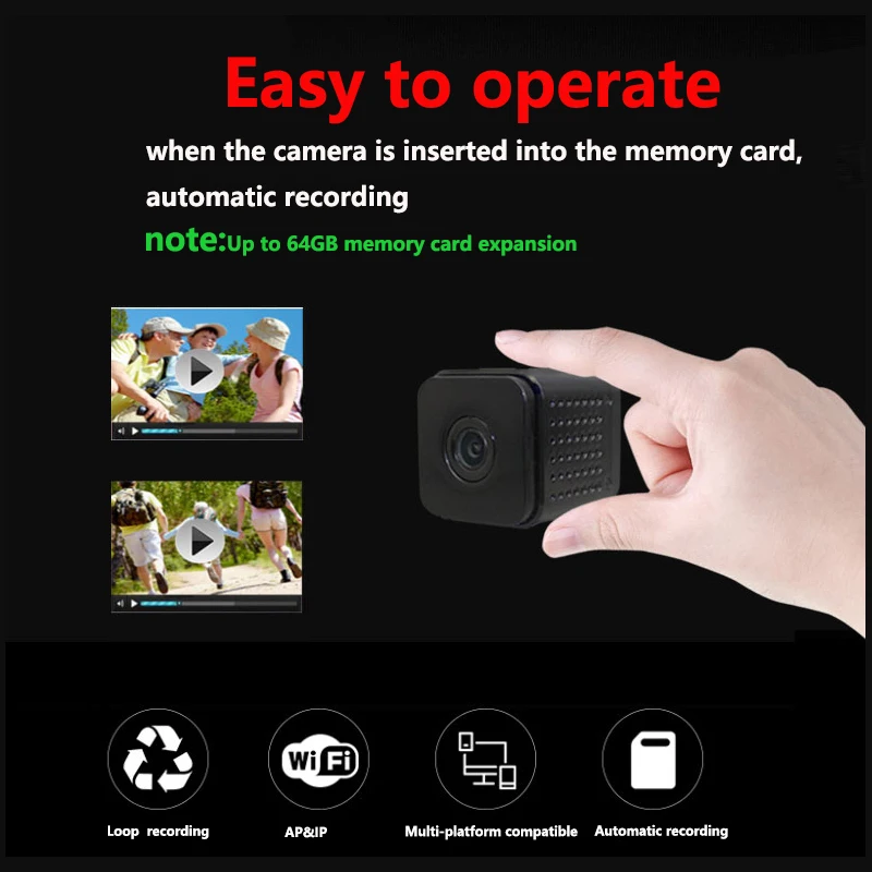 Невидимая ночная версия Wifi IP мини камера беспроводная 1080P для записи видео