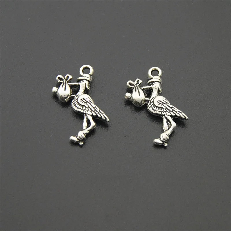 30 шт. тибетский серебристый цвет подвески страуса с большим отверстием для