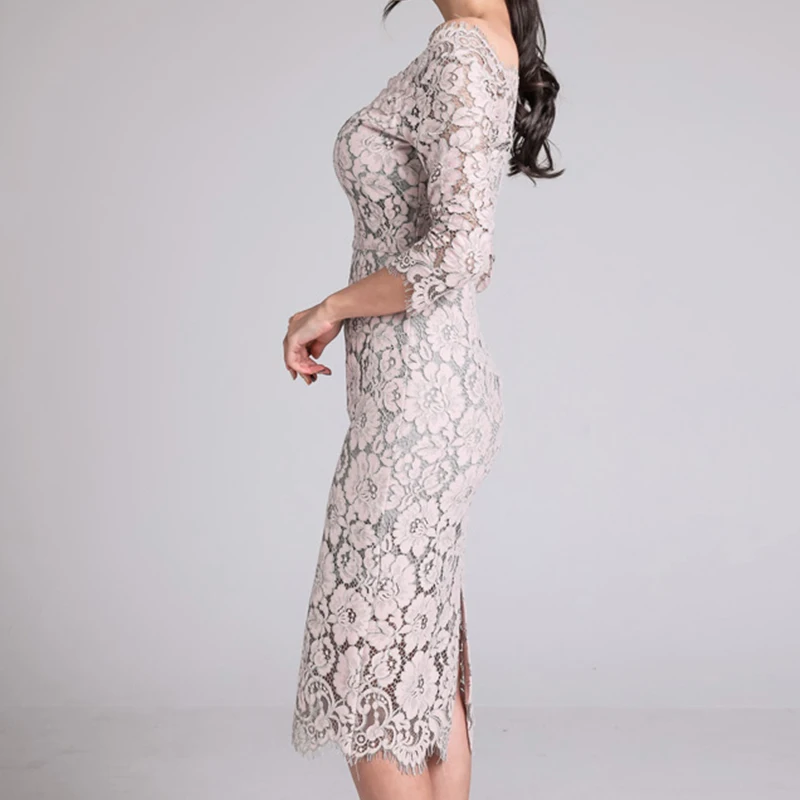 Новое поступление Элегантный кружево Карандаш Bodycon платье для женщин пикантные Платья для особых случаев тонкий открытыми плечами